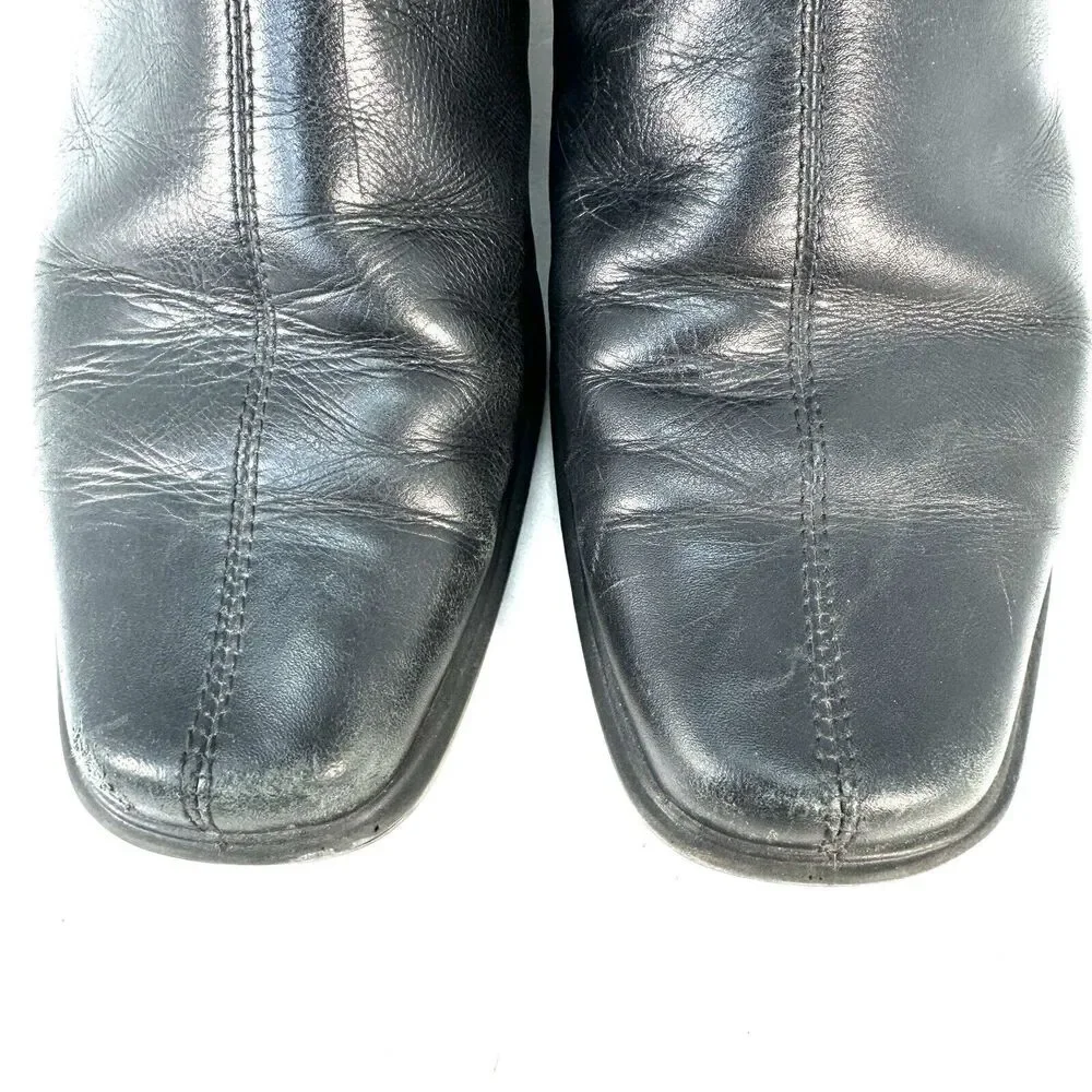 Ecco Light Black Leather Slip On Ankle Boots Size EU 40 / US 9.5 Chelsea Healed